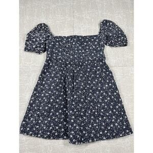 Anthropologie Maeve Navy Blue Off The Shoulder Floral Mini Dress Sz10P
